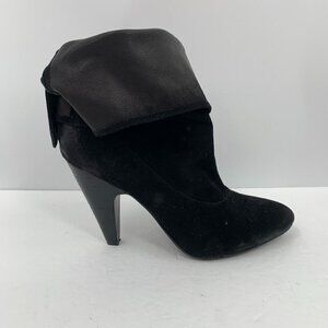 ASH Illusion black suede fold down ankle boots heel burnished leather 38.5 8